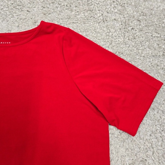 Susan Graver Top Women 1X Red Liquid Knit Short Sleeve Mature Stretch Career - Picture 3 of 9